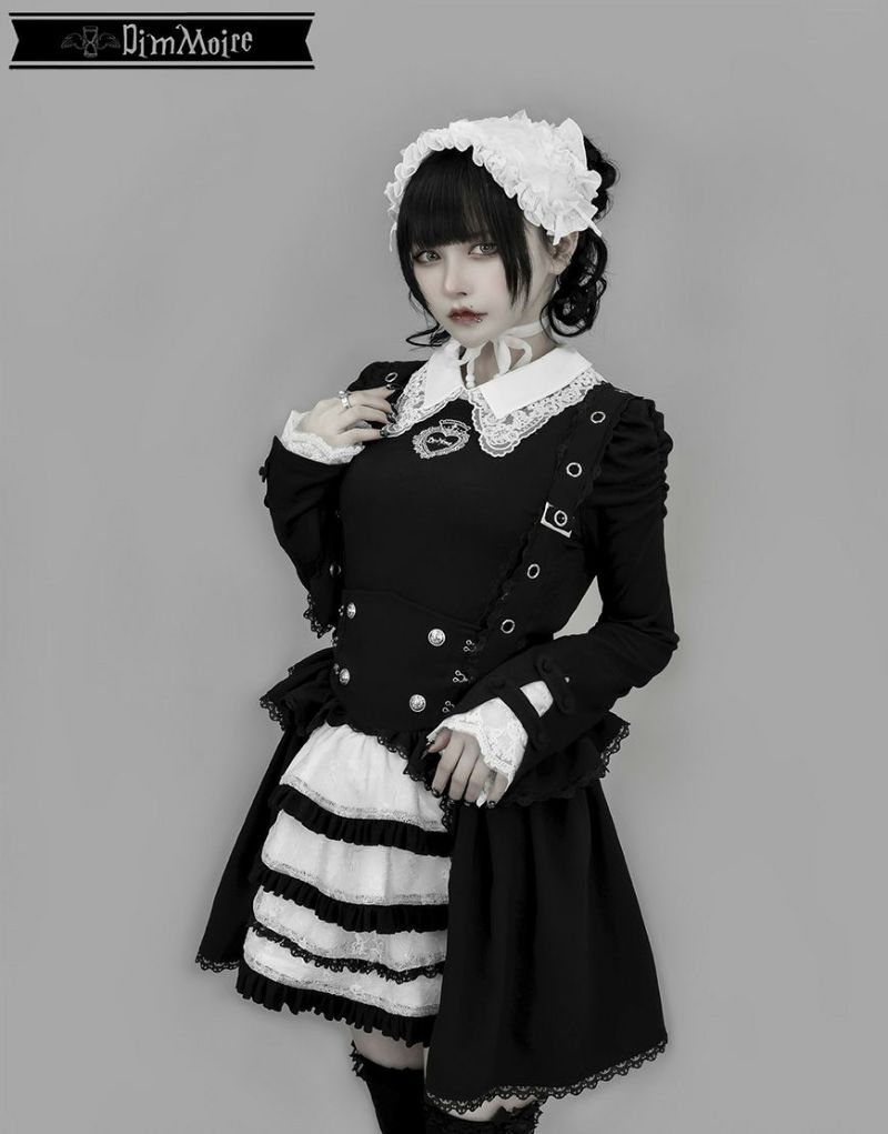 DimMoire【ディムモアール】夢纏うサスペンダースカート/Black