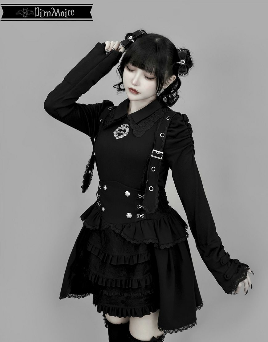 DimMoire【ディムモアール】おすましレース襟トップス/Black