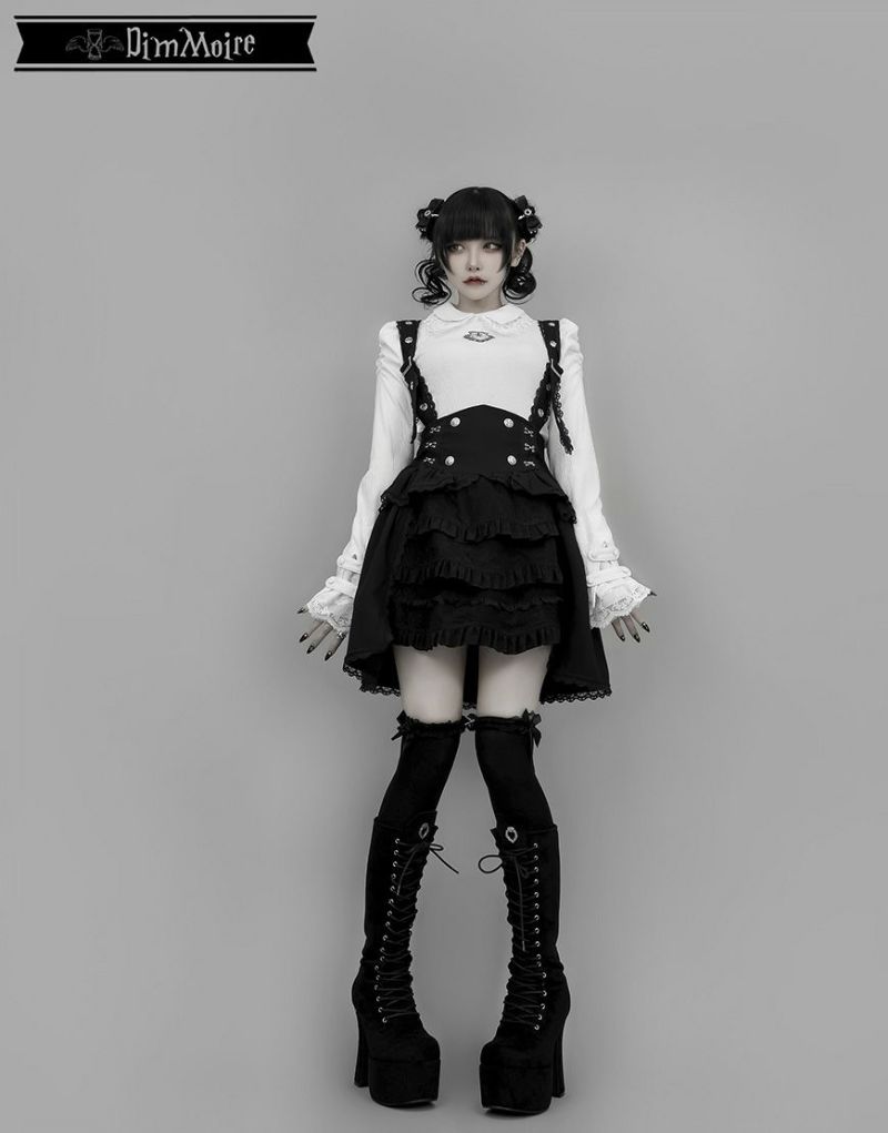 【新品未使用】DimMoire おすましレース襟トップス【White】 正規品 Lサイズ 新品 おすましレース襟トップス 【Black&White