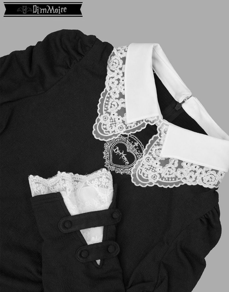DimMoire【ディムモアール】おすましレース襟トップス/Black×White DimMoire【ディムモアール】おすましレース襟トップス/Black×White