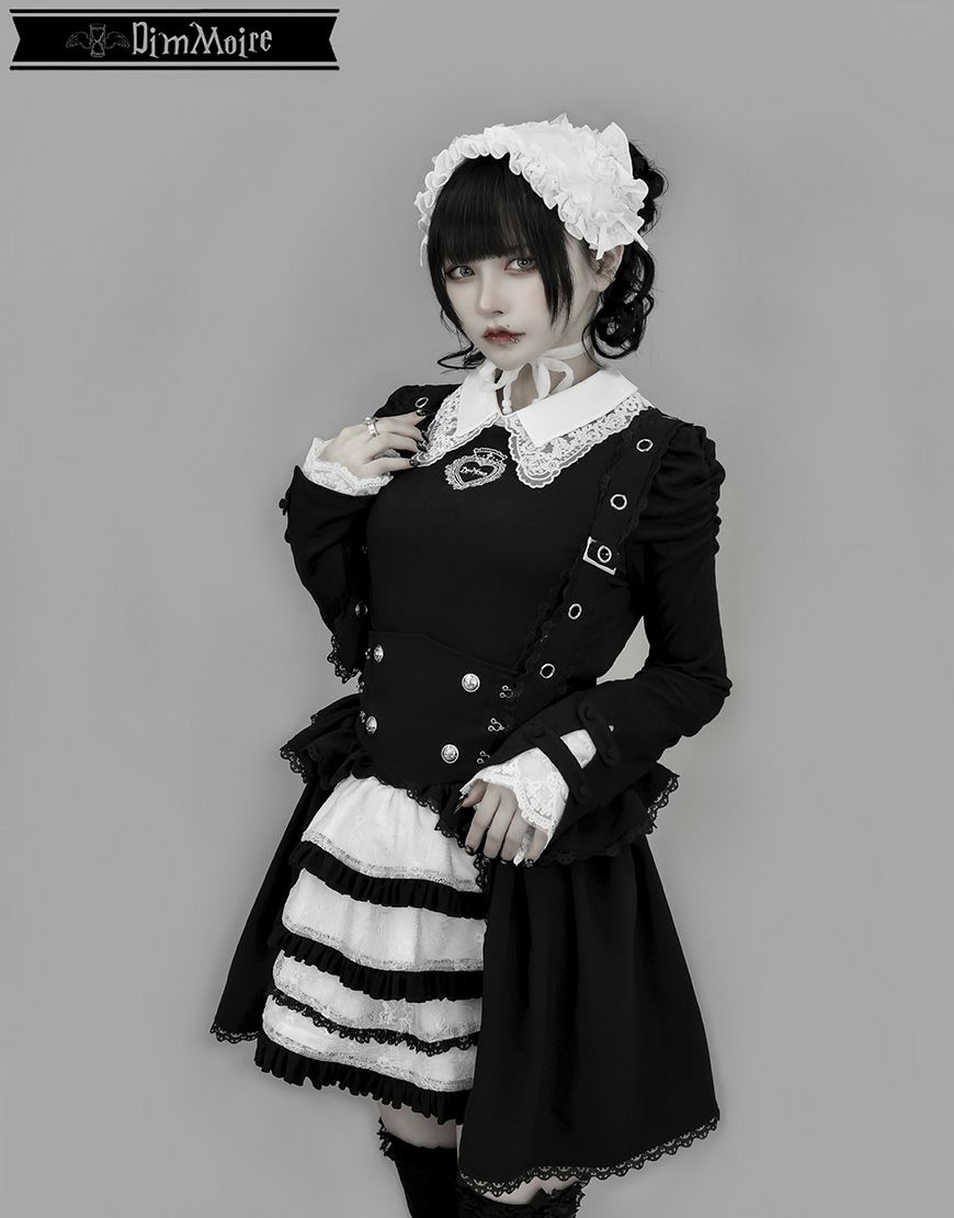 DimMoire【ディムモアール】おすましレース襟トップス/Black×White