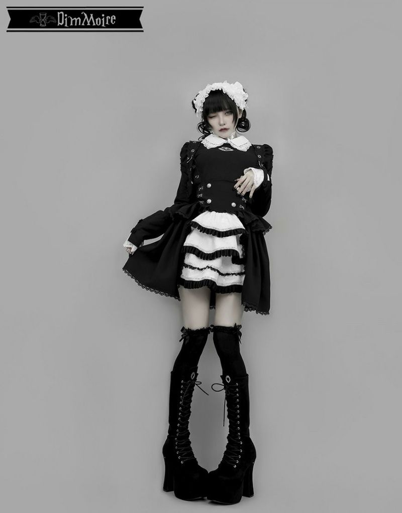 DimMoire【ディムモアール】おすましレース襟トップスBlack×White DimMoire【ディムモアール】おすましレース襟トップス/Black×White