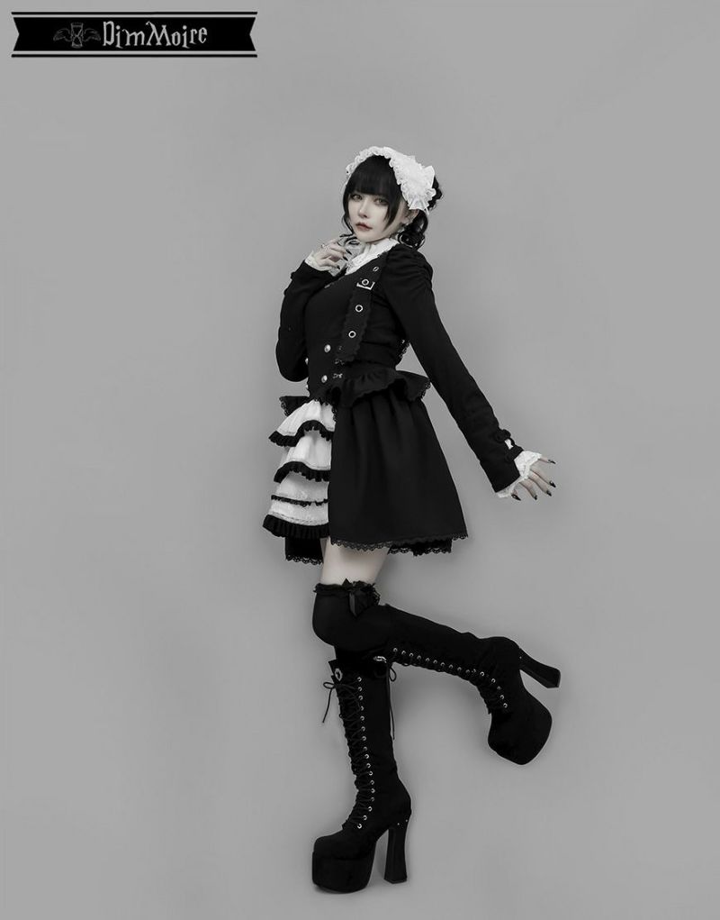 DimMoire【ディムモアール】おすましレース襟トップス/Black×White