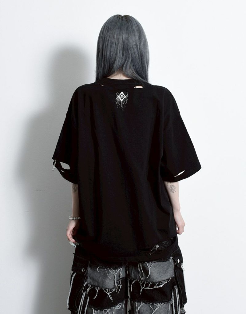 REFLEM スカルプリントダメージ加工半袖Tシャツ REFLEM【レフレム】スカルプリントダメージ加工半袖Tシャツ/全2色