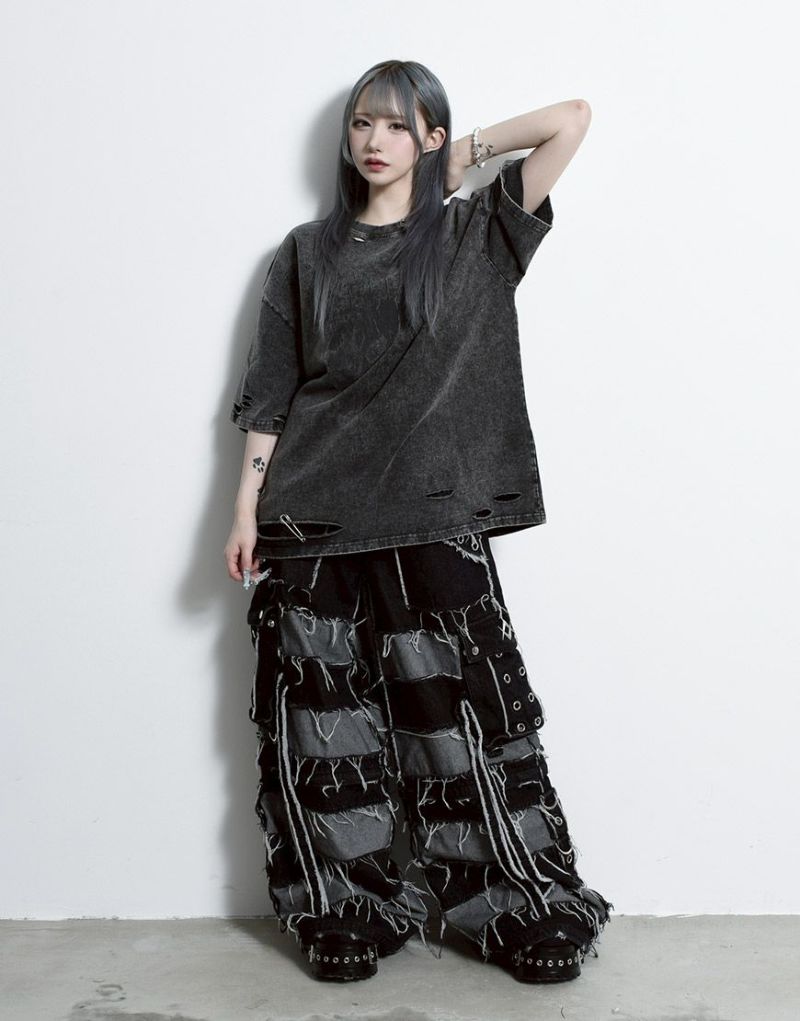 REFLEM スカルプリントダメージ加工半袖Tシャツ REFLEM【レフレム】スカルプリントダメージ加工半袖Tシャツ/全2色