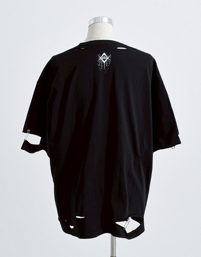 REFLEM スカルプリントダメージ加工半袖Tシャツ REFLEM【レフレム】スカルプリントダメージ加工半袖Tシャツ/全2色