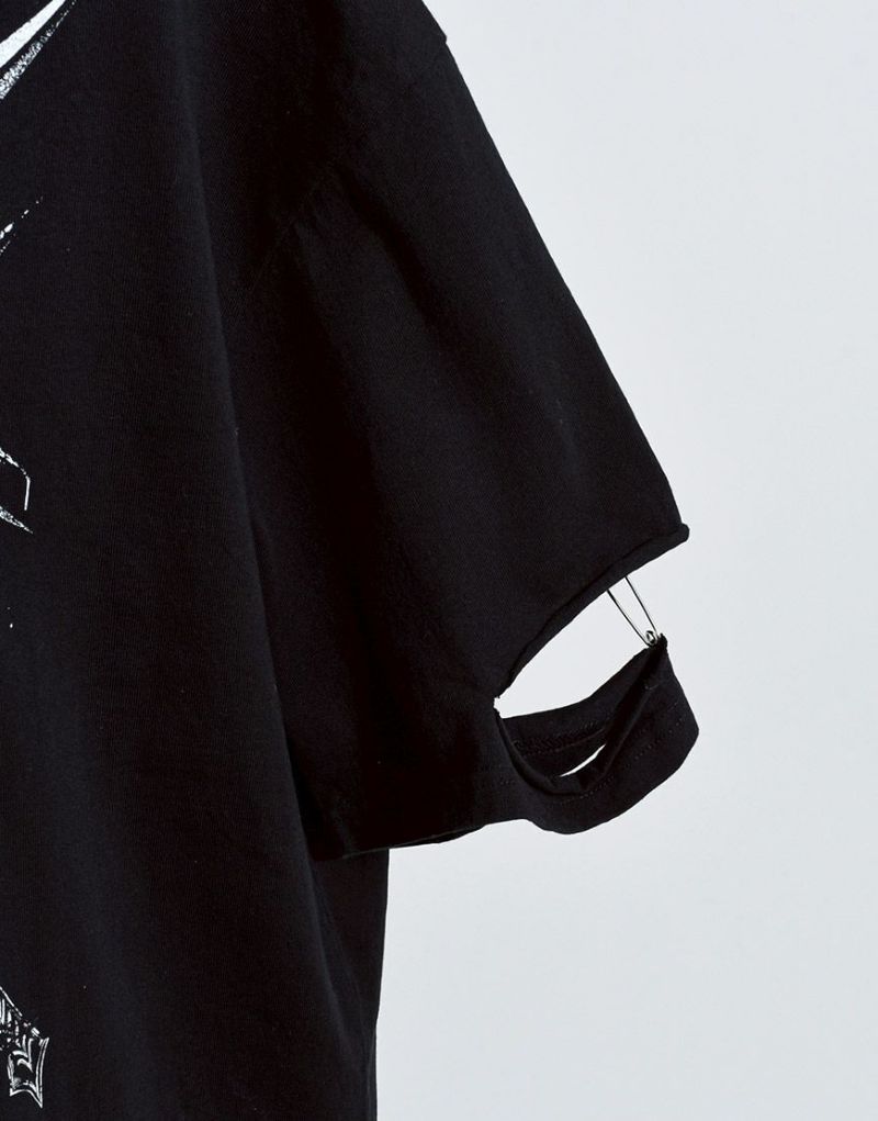 REFLEM【レフレム】スカルプリントダメージ加工半袖Tシャツ/全2色