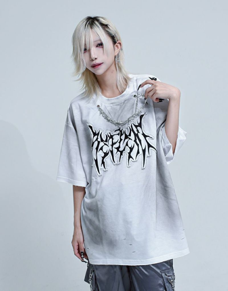 【70％OFF】 REFLEM【レフレム】チェーン付き顔料加工スウェット半袖Tシャツ トップス