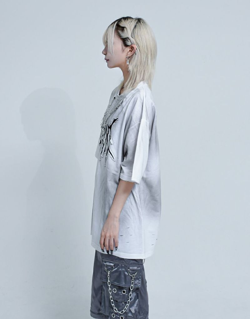 REFLEM【レフレム】チェーン付き顔料加工スウェット半袖Tシャツ