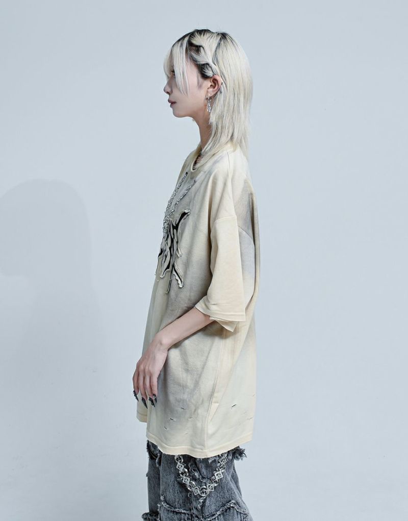 REFLEM【レフレム】チェーン付き顔料加工スウェット半袖Tシャツ