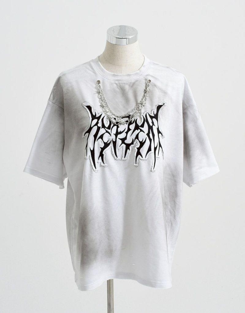 REFLEM【レフレム】チェーン付き顔料加工スウェット半袖Tシャツ