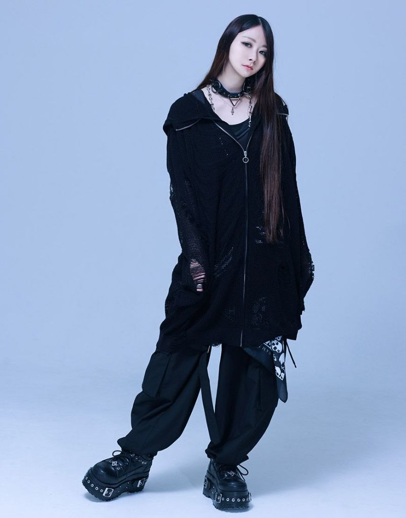 ★新品★Gamchu ボクのお友達はゆらゆらり死神族メッシュ編みビッグパーカー Gamchu【ガムチュ】ボクのお友達はゆらゆらり死神族メッシュ編み