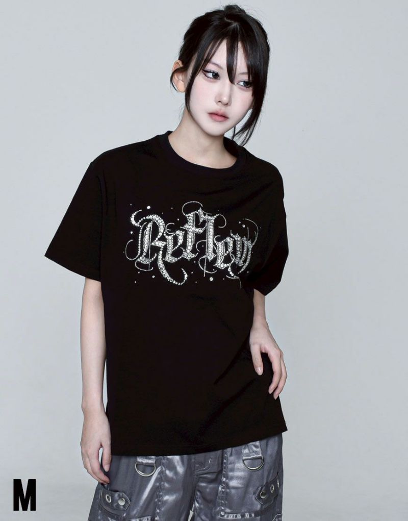 REFLEM【レフレム】ラインストーンロゴ半袖Tシャツ/全3色