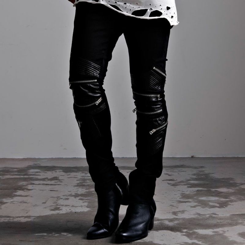 CIVARIZE シヴァーライズ 箔加工 ストレッチ フレアパンツ y2k CIVARIZE【シヴァーライズ】PUレザー切り替えバイカーZIP