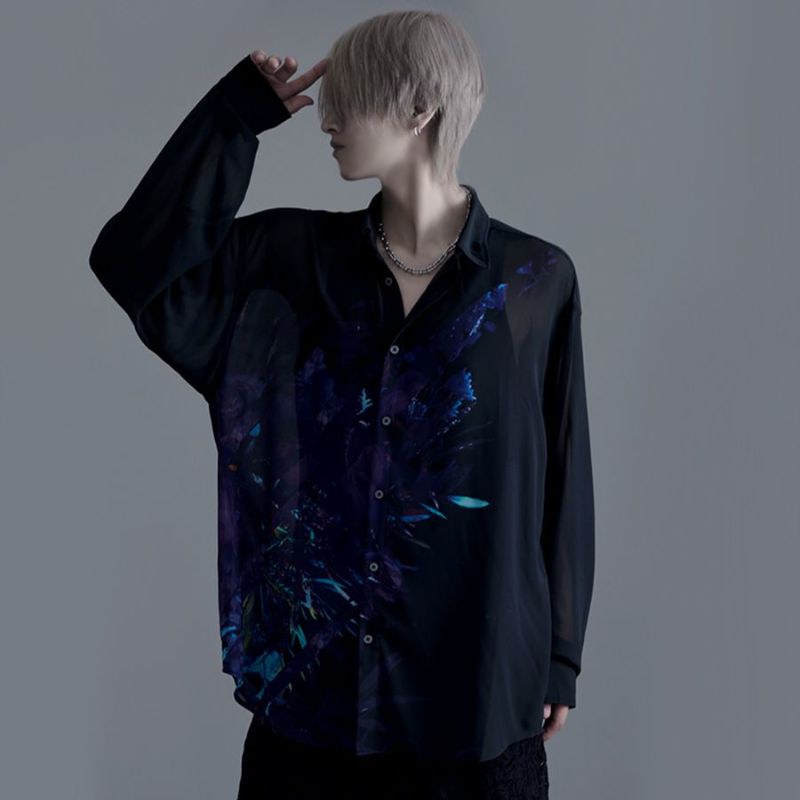 【LEPNARD】シースルー花柄長袖シャツ LEPNARD】シースルー花柄長袖シャツ