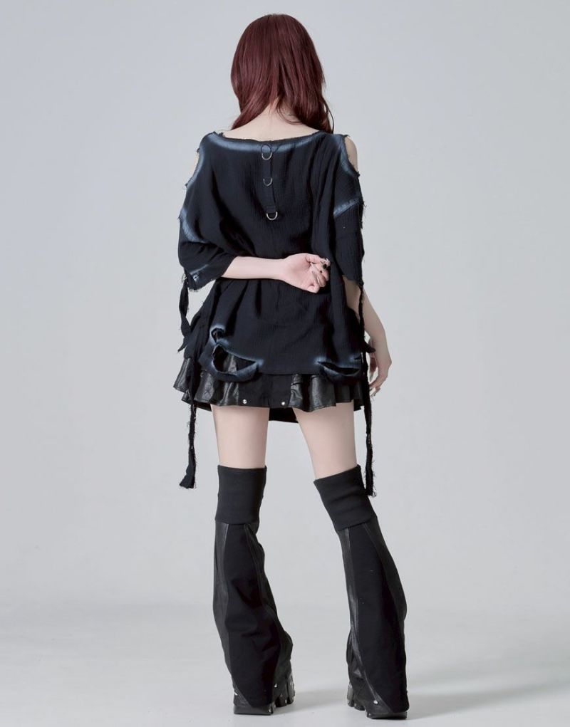 REFLEM ブロークンダブルガーゼプリント長袖カットソー REFLEM【レフレム】ブロークンダブルガーゼプリント半袖