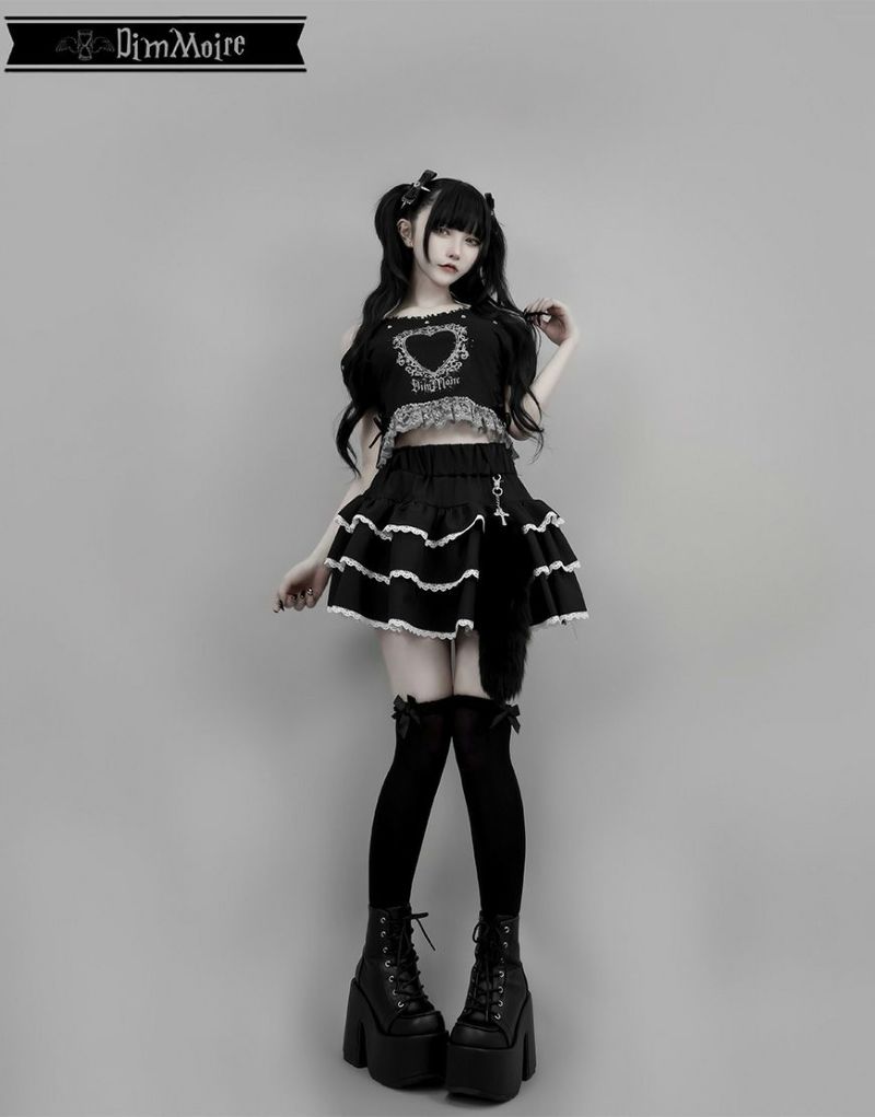 dimmoire ディムモアール キャミオフショルT Tシャツ Lサイズ 地雷 DimMoire【ディムモアール】キャミオフショルT/Black