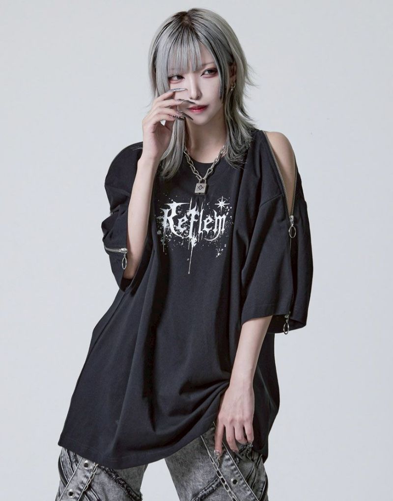 レフレム　肩zip Tシャツ REFLEM tシャツ 「REFLEM/レフレム」ショルダーZIPカットソー
