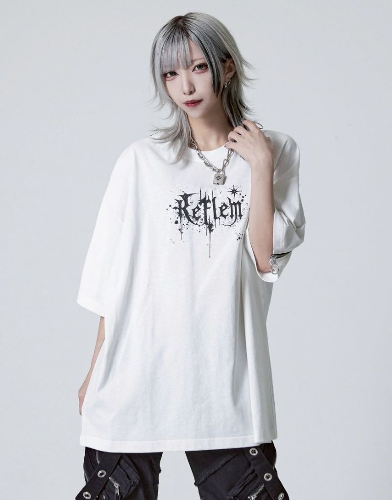 REFLEMレフレム ショルダーZIP 半袖 ロンＴ カットソー ホワイト REFLEM tシャツ 「REFLEM/レフレム」ショルダーZIPカットソー