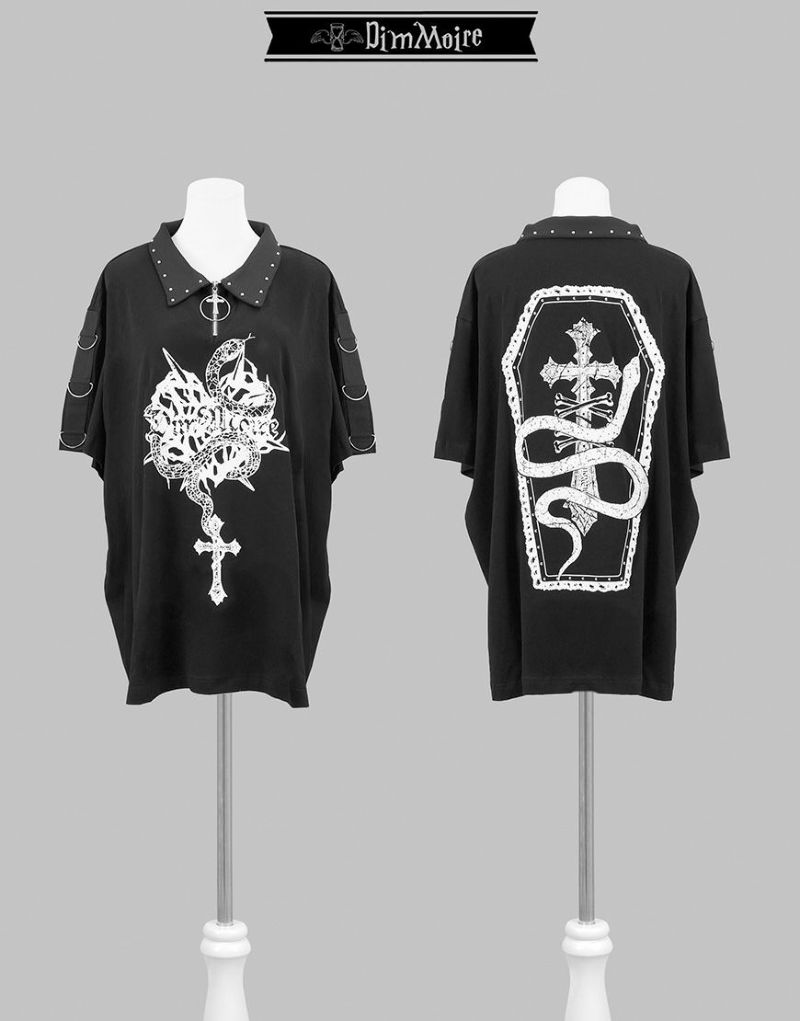 Dimmoire Tシャツ　ディムモアール DimMoire ディムモアール Skull ダメージ Tシャツ 黒 レフレム