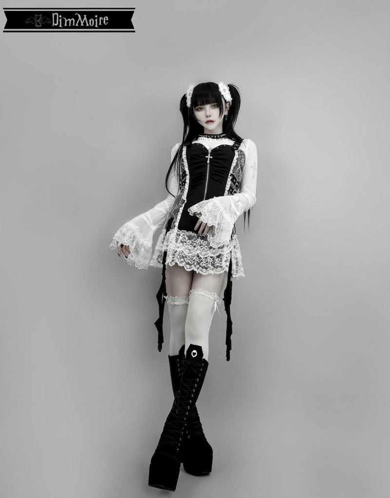 DimMoire ディムモアール 堕夢の契りGothicドレス M 堕夢の契りGothicドレス【Black&White】 | DimMoire