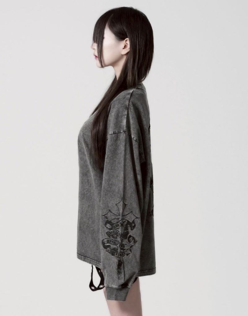 REFLEM【レフレム】クロス刺繍長袖Tシャツ/全4色