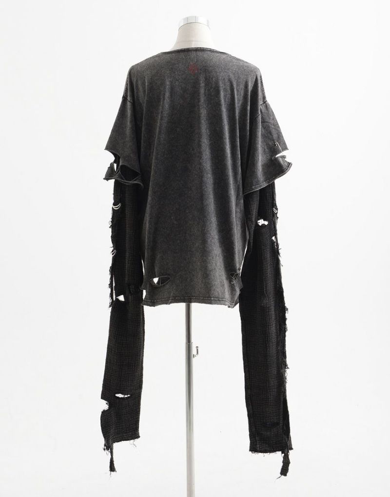 REFLEM フェイクレイヤードチェックロンT Black×Gray REFLEM フェイクレイヤードチェックロンT Black×Gray - メルカリ