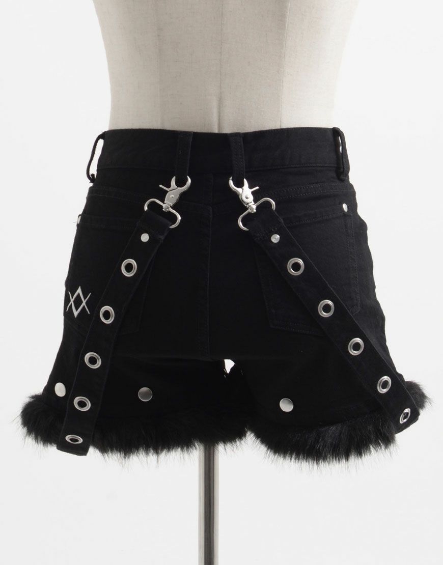 REFLEM【レフレム】ファー付デニムショーツ/全2色