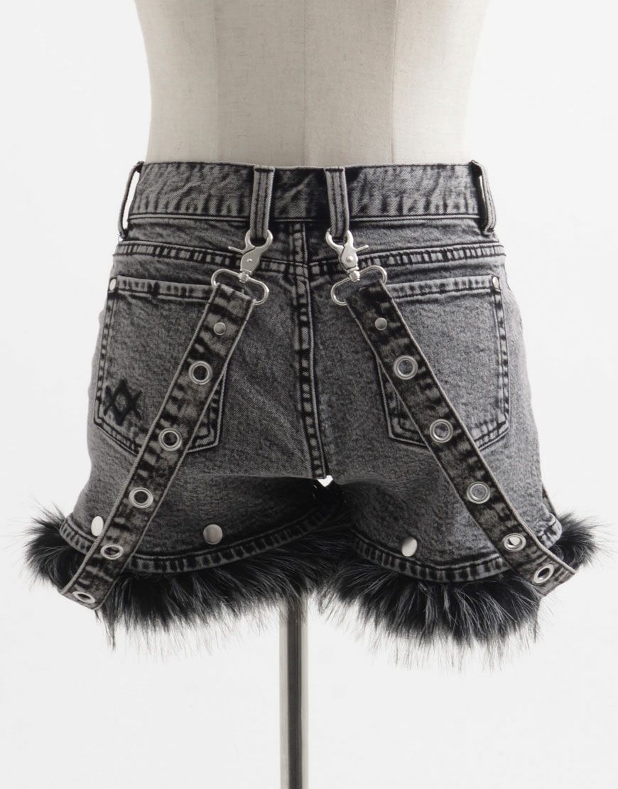 REFLEM【レフレム】ファー付デニムショーツ/全2色