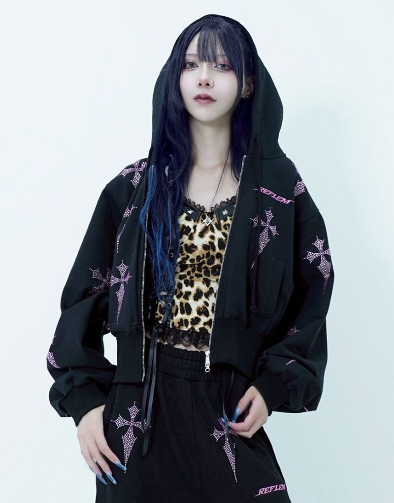 kry ダブル　ライダース　トー横　地雷　量産　ホスト　コンカフェ　レフレム 文字と五芒星のダブルライダース」 | KRY clothing