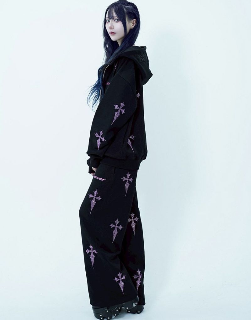 REFLEM【レフレム】ラインストーンクロスヘビーウェイトスウェット