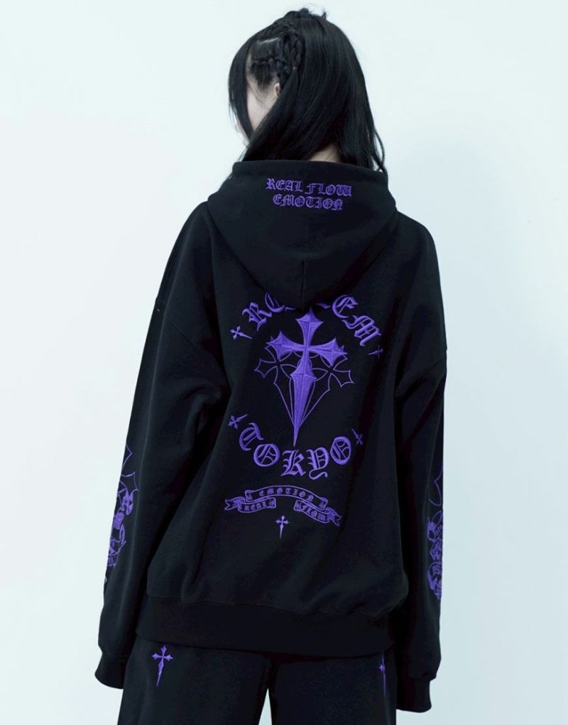 REFLEM【レフレム】クロス刺繍ジップアップパーカー/全3色
