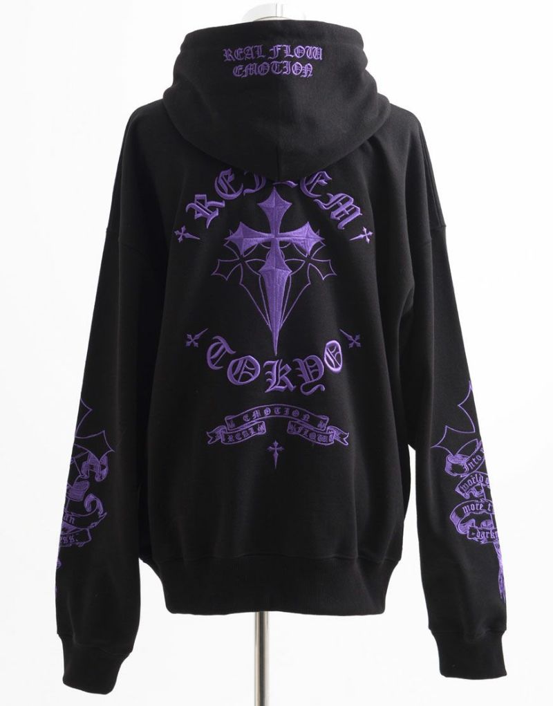 【激レア】極美品✨REFLEM レフレム 十字架 ジップパーカー 紫　クロス 激レア】極美品✨REFLEM レフレム 十字架 ジップパーカー 紫