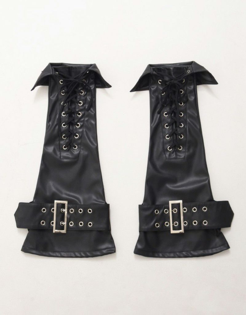 REFLEM【レフレム】PUレザー編み上げレッグカバー/全1色