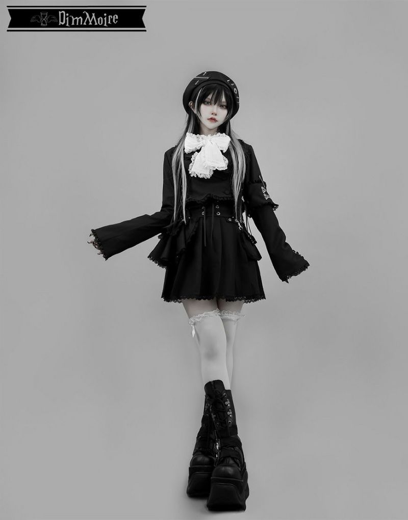 dimmoire ディムモアール ベレー帽 黒 帽子 ロゴ 地雷 新品 魅了のロゴリベットベレー帽 DimMoire 地雷系 ゴシック
