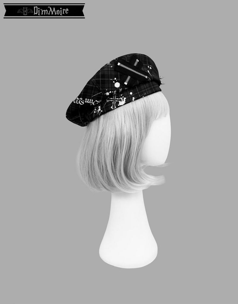 DimMoire【ディムモアール】魅了のロゴリベットベレー帽/Black