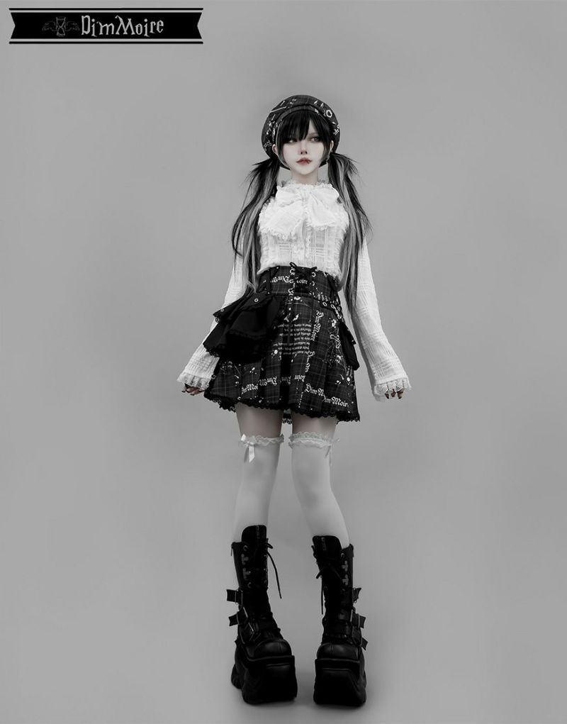DimMoire【ディムモアール】魅了のアシメミニスカート/Blackチェック