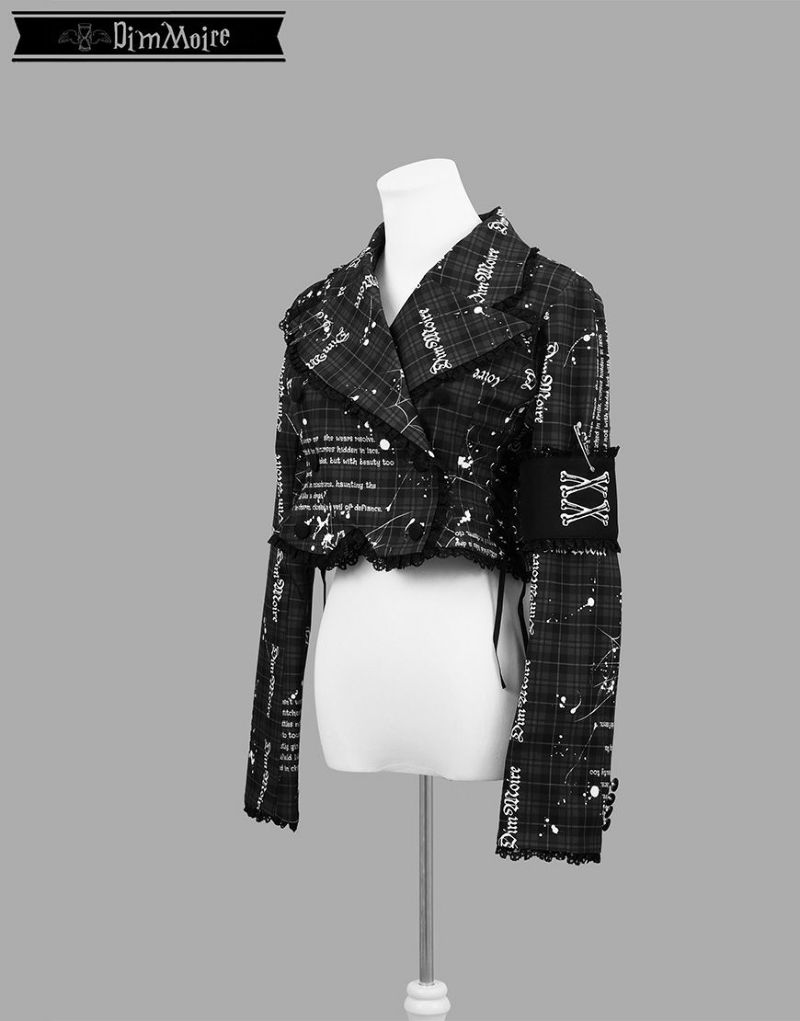 DimMoire【ディムモアール】魅了のバックリボンジャケット/Blackチェック