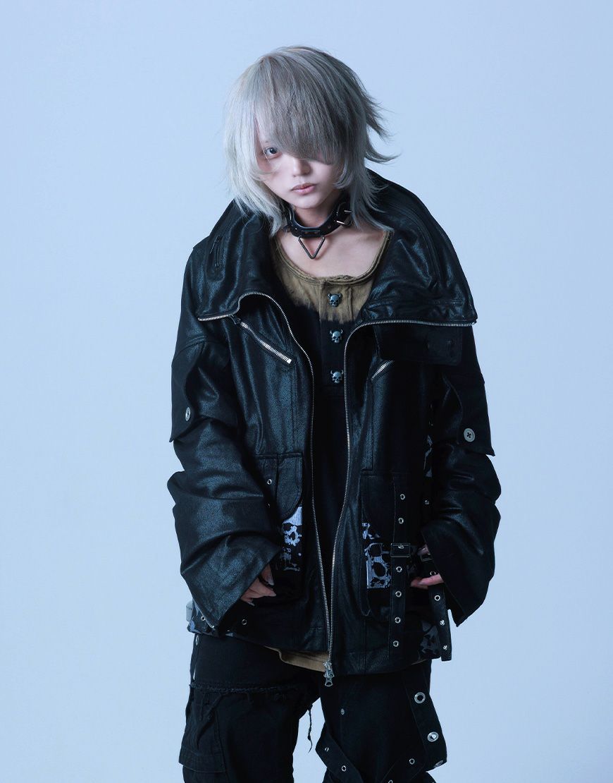 Gamchu 【ガムチュ】 kill Gummy mofumofuジャケット 黒 Gamchu【ガムチュ】『Jhaekek/ジャケック』Coated High-Neck Cargo