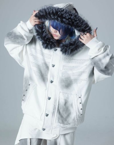 Gamchu ボクのヴィランバトルモードフルダメージパッチジップパーカー Gamchu【ガムチュ】ボクのヴィランバトルモード フルダメージパッチ