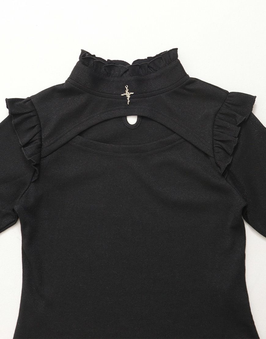 ililil【イルイルイル】地雷ちゃんの覗かせクロスリブカットソー/全1色