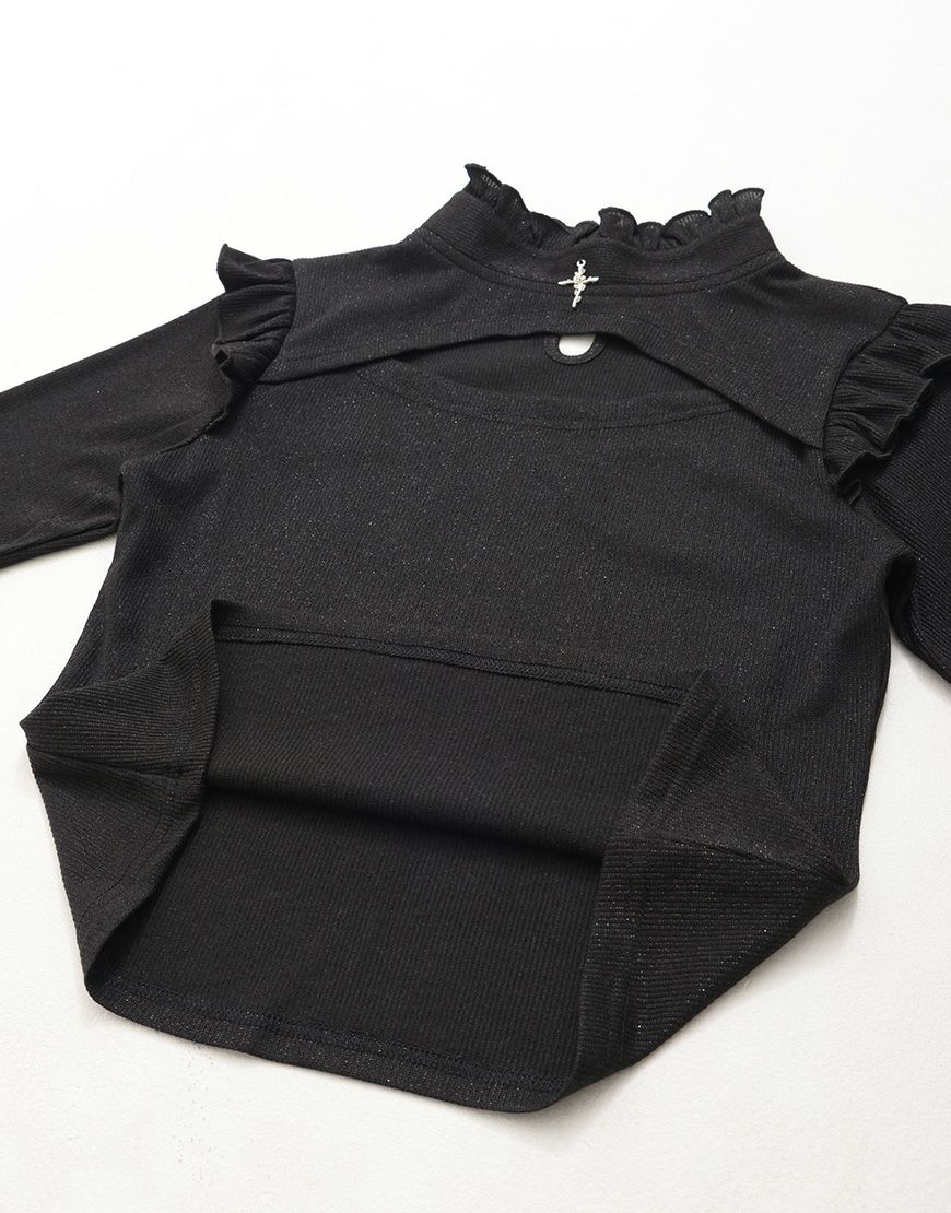 ililil【イルイルイル】地雷ちゃんの覗かせクロスリブカットソー/全1色