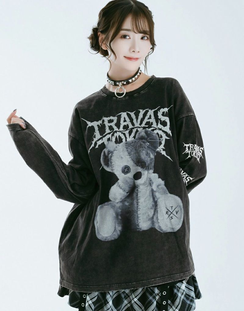 TRAVAS TOKYO【トラバストーキョー】バイオ加工継ぎはぎクマロンT/全3色