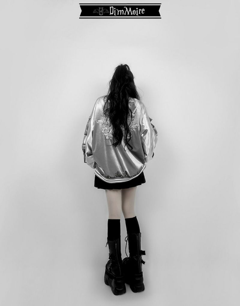 DimMoire Messy Bones ベロアスカジャン シルバー DimMoire【ディムモアール】Messy Bonesベロアスカジャン/Silver