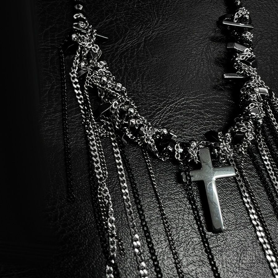 NOVESSEL【ノベセル】多重巻きチェーンクロスチャームネックレス/全1色