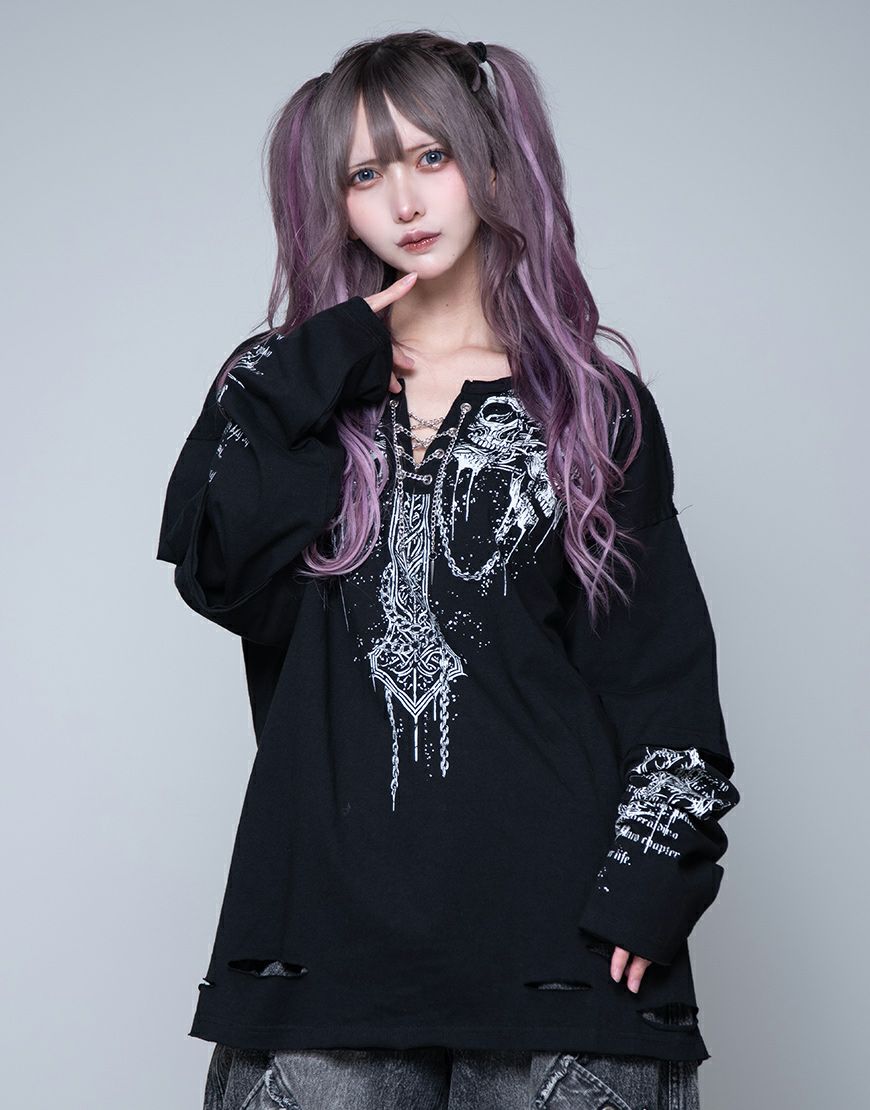 DimMoire【ディムモアール】荊棘リボンタイブラウス/Black