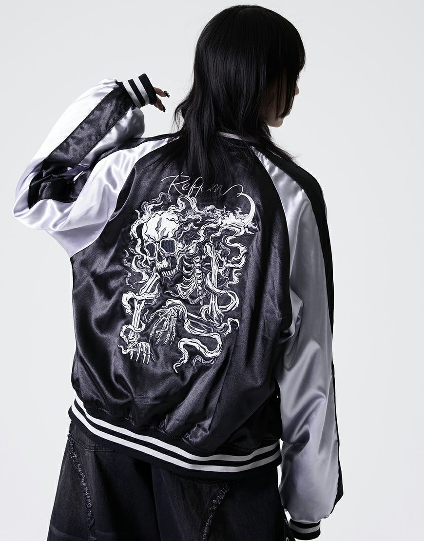 REFLEM【レフレム】スカル刺繍闇艶スカジャン/全2色