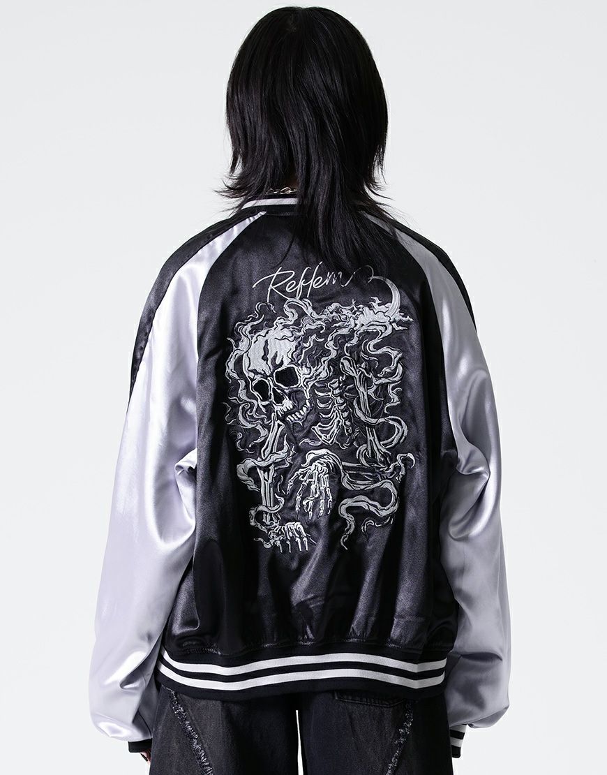 REFLEM【レフレム】スカル刺繍闇艶スカジャン/全2色