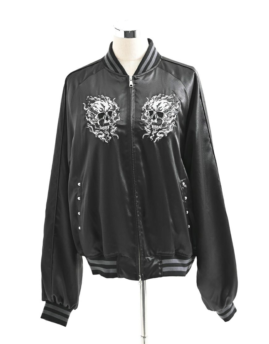 REFLEM【レフレム】スカル刺繍闇艶スカジャン/全2色
