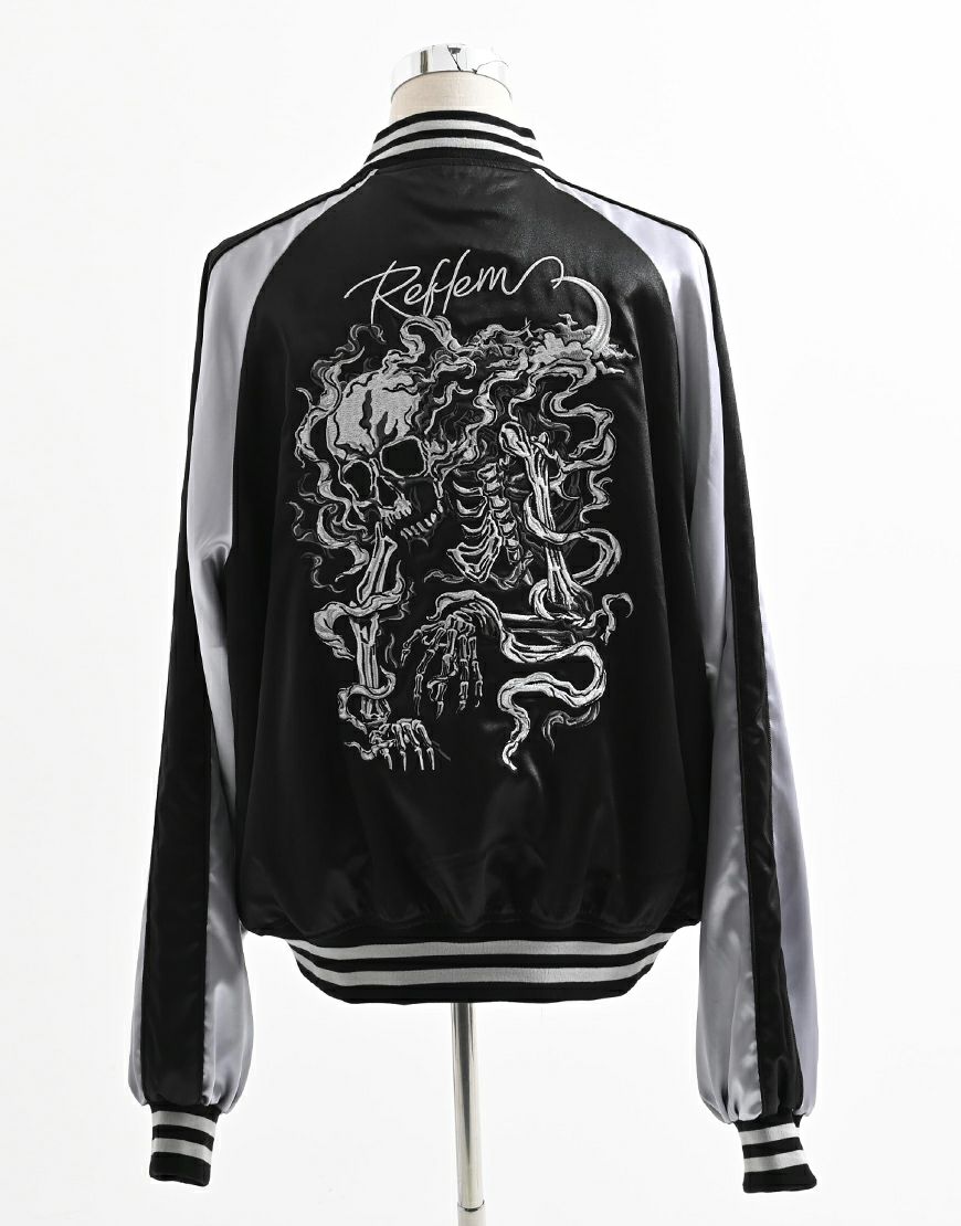 REFLEM【レフレム】スカル刺繍闇艶スカジャン/全2色